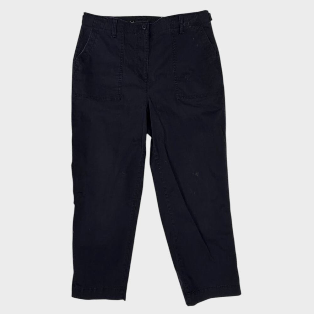 Talbots Womens Size 14 Navy Blue High Waist Patch Pocket Crop Pants